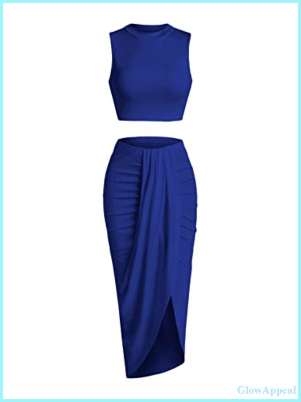 2 Piece Skirt Set Crop Top Ruched Maxi Skirt Suiting